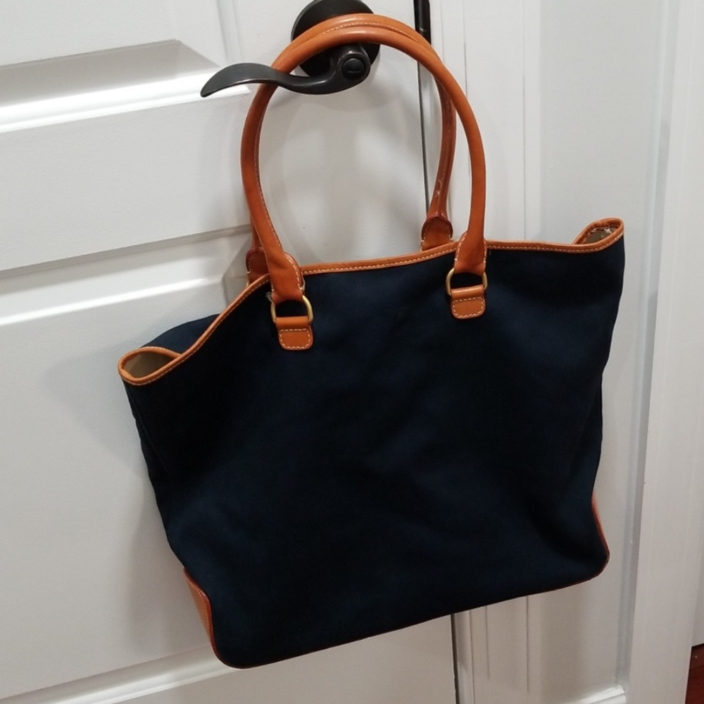 J. Crew Navy and Tan Tote Bag